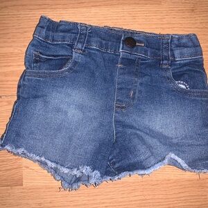 Classic Denim Frayed Hem Shorts - Blue